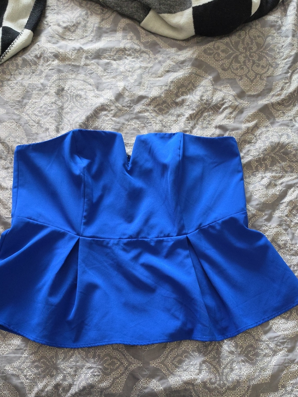 City Chic Strapless Peplum Top in Royal Blue
